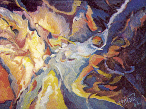 Хазим Ћишић: Кањон Неретве III, уље на платну, 2004. [Натраг]