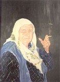 Dr Nusret Velić: Majčine brige, ulje na platnu, 1996.