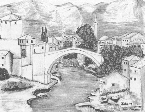Titomir Balić: Stari most, ulje na platnu