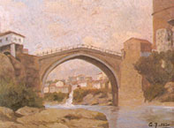 Gabrijel Jurkic': Stari most, ulje na kartonu, 1930. [Povec'aj]
