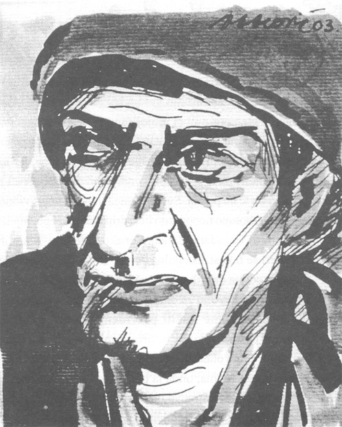 Алага Исаковић: Портрет Салке М., цртеж, туш