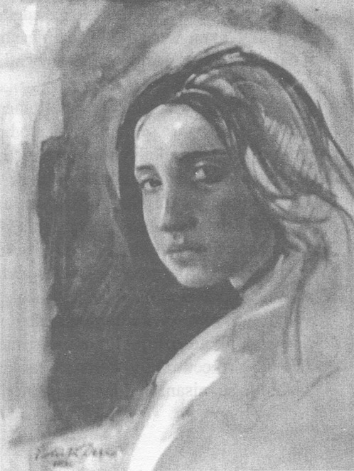 Edita Dević: Portret, akvarel