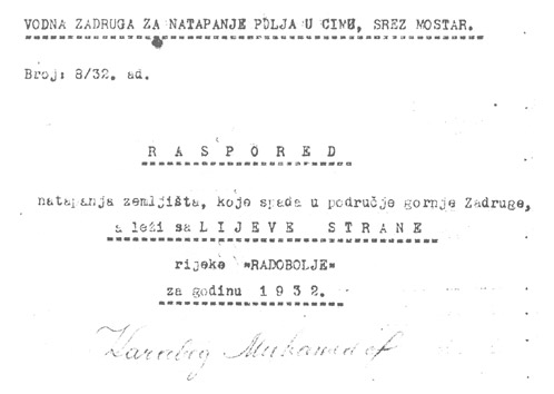 Raspored natapanja… iz 1932. godine 