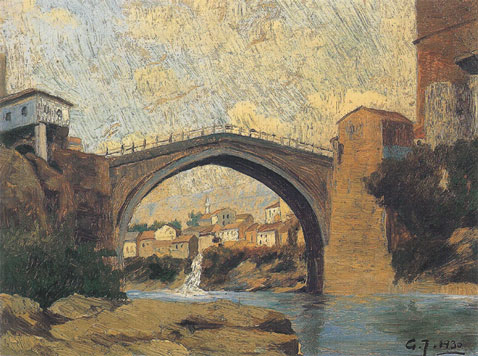 Gabrijel Jurkić: The Old Bridge, Mostar, 1930